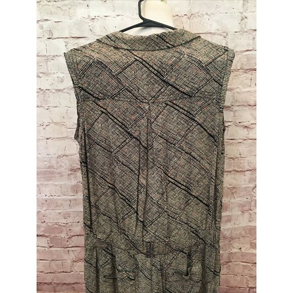 Hei Hei Anthropologie Tan Black Plaid Rayon Sleeveless Romper Button Up Size M - Picture 6 of 7